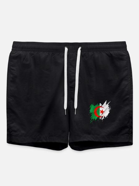 Algeria flag, torn style - Swim Trunks - black