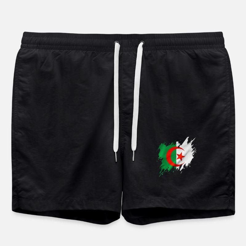 Algeria flag, torn style - Swim Trunks - black