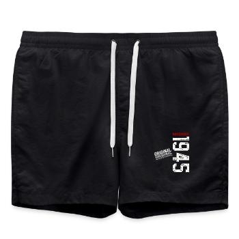 80th Birthday Original November Born 1945 - Swim Trunks - black - Front - AI Model Male 185 light (185cm)