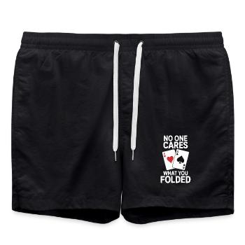 Poker - No One Cares Spruch Design - Badeshorts - Schwarz - Vorne - AI Model Male 185 light (185cm)