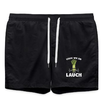 Weightlifters STRONG AS A LEEK Funny - Swim Trunks - black - Front - AI Model Male 185 light (185cm)