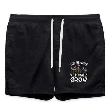 Finde mich dort, wo Wildblumen wachsen - Badeshorts - Schwarz - Vorne - AI Model Male 185 light (185cm)