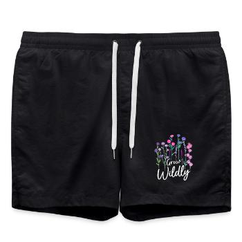 Wachse Wildblumen-Design - Badeshorts - Schwarz - Vorne - AI Model Male 185 light (185cm)