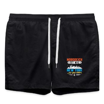 NORDDEICH IST WIE NEW YORK NUR GANZ ANDERS - Badeshorts - Schwarz - Vorne - AI Model Male 185 light (185cm)