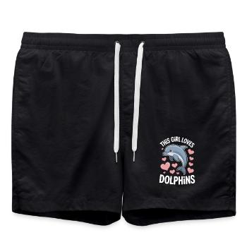 Dolphin Saying Girl Funny Dolphin Gift - Swim Trunks - black - Front - AI Model Male 185 light (185cm)