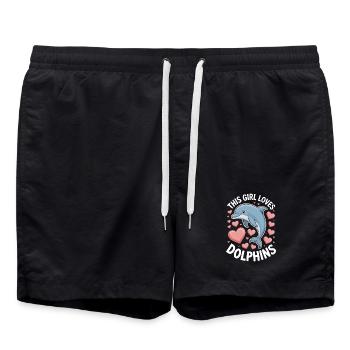 dauphin disant fille drôle dauphin cadeau - Short de bain - noir - Devant - AI Model Male 185 light (185cm)