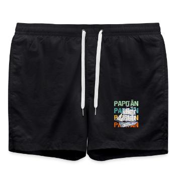 PAPITÄN Sailing Ship / Father, Daddy - Swim Trunks - black - Front - AI Model Male 185 light (185cm)