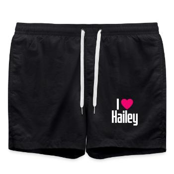 I Love Hailey Pinkes Herz Ich liebe Hailey - Badeshorts - Schwarz - Vorne - AI Model Male 185 light (185cm)