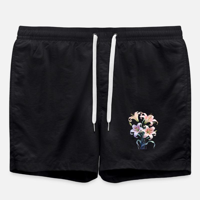 Bouquet de lys pastel - Short de bain - noir