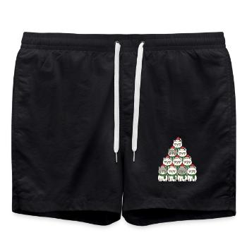 Grumpy Christmas Cats – Lustiges Katzen - Swim Trunks - black - Front - AI Model Male 185 light (185cm)