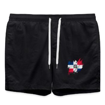 Dominikanische Flagge, zerrissener Stil - Badeshorts - Schwarz - Vorne - AI Model Male 185 light (185cm)