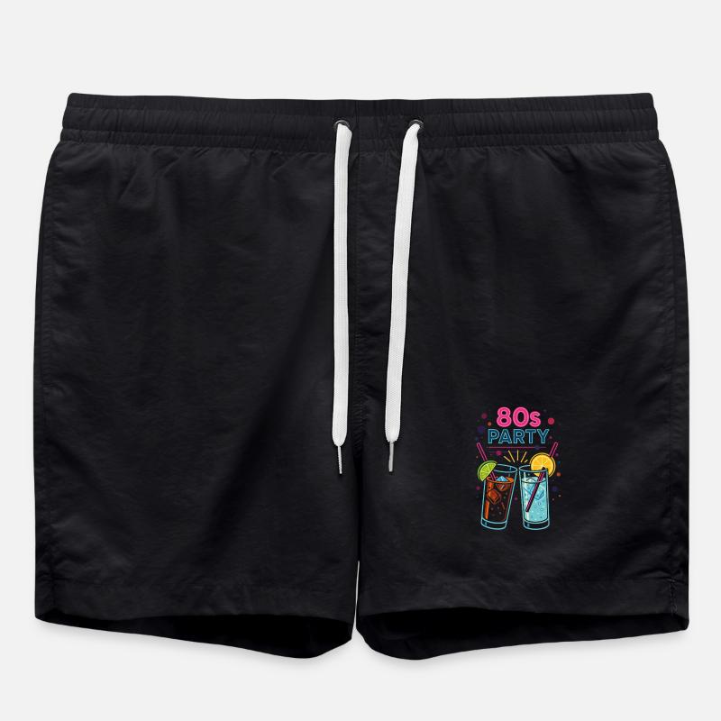 80s Party Neon Drinks - Badeshorts - Schwarz