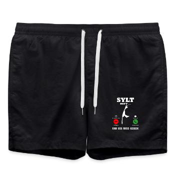 Nordsee Urlaub WENN SYLT RUFT Lustiges - Badeshorts - Schwarz - Vorne - AI Model Male 185 light (185cm)