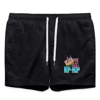 Rewind 90s Beat Rhythm Cassette Culture Sound - Badeshorts - Schwarz - Vorne - AI Model Male 185 light (185cm)