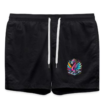 Flamingo DJ Neonbeat - Badeshorts - Schwarz - Vorne - AI Model Male 185 light (185cm)