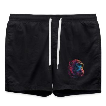 Singe Psychédélique Néon - Short de bain - noir - Devant - AI Model Male 185 light (185cm)