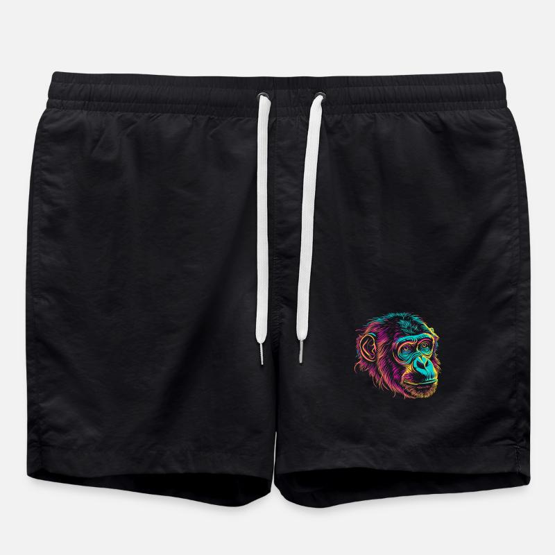 Neonaffen-Porträt Farbexplosion - Badeshorts - Schwarz