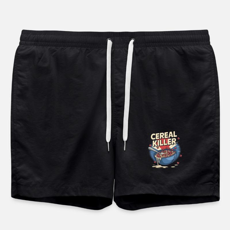 Cereal Killer - Retro Frühstück - Badeshorts - Schwarz