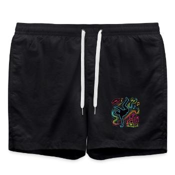 Breakdance Neon Style – Music & Street Art - Swim Trunks - black - Front - AI Model Male 185 light (185cm)