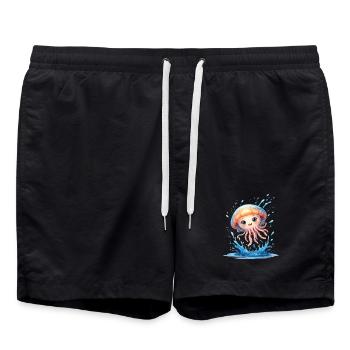 Cute jellyfish friend in the water vortex - Swim Trunks - black - Front - AI Model Male 185 light (185cm)