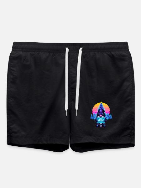 Cyberpunk Code Wichtel - Synthwave Xmas Nerd - Badeshorts - Schwarz
