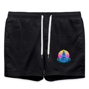 Neon Weihnachtsbaum Sonnenuntergang - Badeshorts - Schwarz - Vorne - AI Model Male 185 light (185cm)