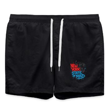 New York State of Mind – Graffiti Street Art Look - Swim Trunks - black - Front - AI Model Male 185 light (185cm)