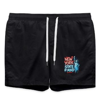 New York State of Mind – Graffiti Street Art Look - Swim Trunks - black - Front - AI Model Male 185 light (185cm)