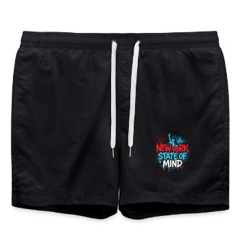 New York State of Mind – Graffiti Street Art Look - Swim Trunks - black - Front - AI Model Male 185 light (185cm)