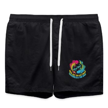 Deux âmes perdues - Poisson Koi Retro - Short de bain - noir - Devant - AI Model Male 185 light (185cm)