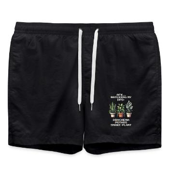 AFK Watering My DPS | Pflanzen Gamer Humor - Badeshorts - Schwarz - Vorne - AI Model Male 185 light (185cm)