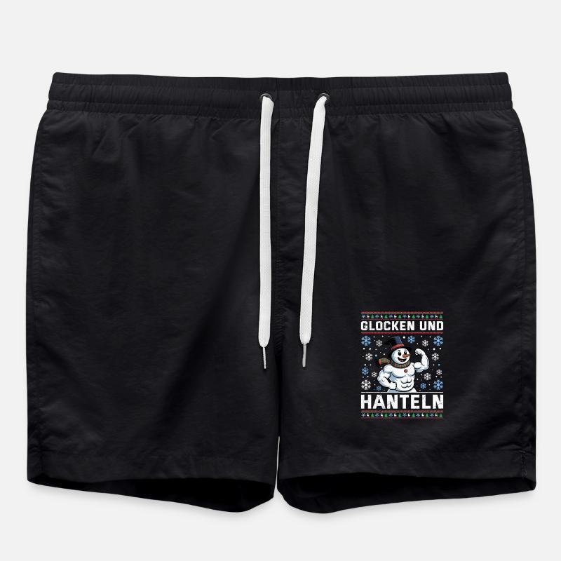 Christmas BELLS AND DUMBBELLS Fun - Swim Trunks - black