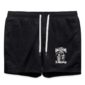 Funny Raccoon - Badeshorts - Schwarz - Vorne - AI Model Male 185 light (185cm)