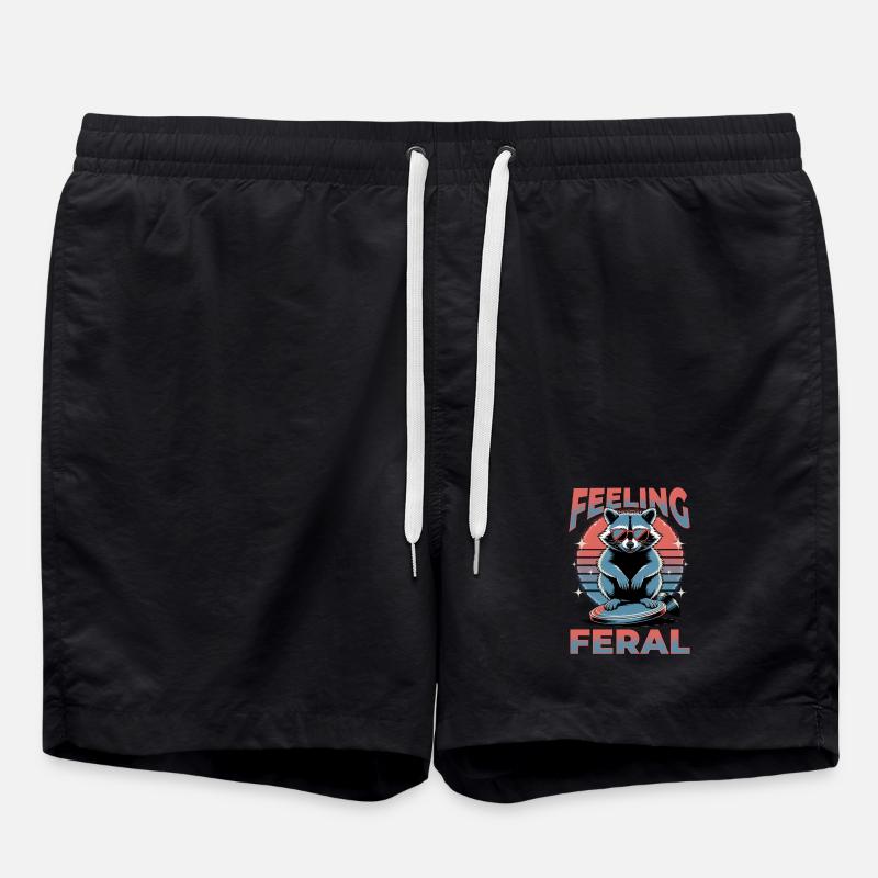 Funny Raccoon - Swim Trunks - black