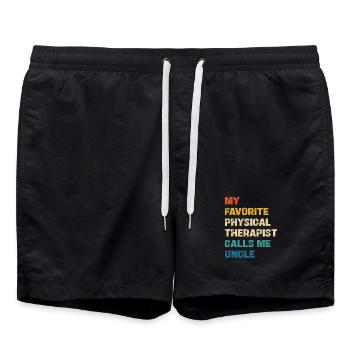 My favorite physical therapist calls me uncle - Swim Trunks - black - Front - AI Model Male 185 light (185cm)
