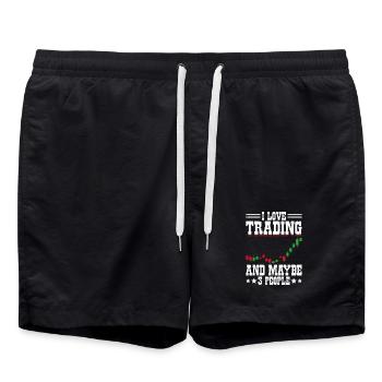 Stock Exchange Crypto Stock Market Trader Investor - Swim Trunks - black - Front - AI Model Male 185 light (185cm)