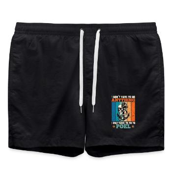 Baltic Sea DOESN'T HAVE TO DO ANYTHING JUST HAS TO GO TO POEL Lustig - Swim Trunks - black - Front - AI Model Male 185 light (185cm)
