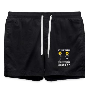 Stick figure DID YOU GO TO THE GYM - Swim Trunks - black - Front - AI Model Male 185 light (185cm)