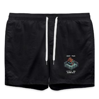 Tag 784 | Noch immer keine Zombies - Badeshorts - Schwarz - Vorne - AI Model Male 185 light (185cm)