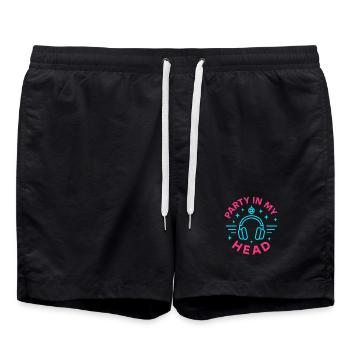 Silent Disco Headphones Rave Neon Festival Dance - Swim Trunks - black - Front - AI Model Male 185 light (185cm)