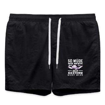 As tired as today cat saying - Swim Trunks - black - Front - AI Model Male 185 light (185cm)