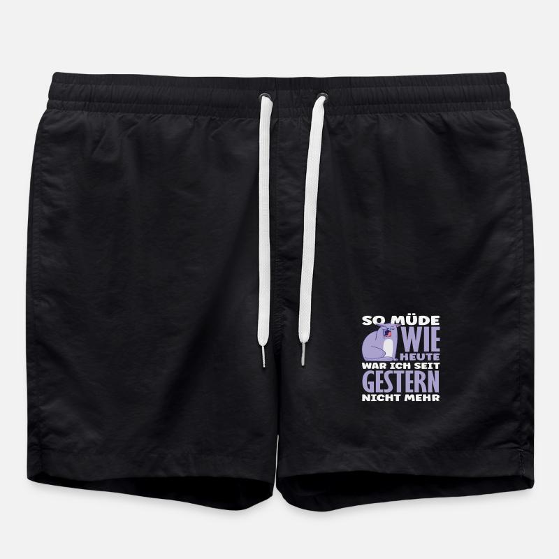 So müde wie heute Katze Spruch - Badeshorts - Schwarz