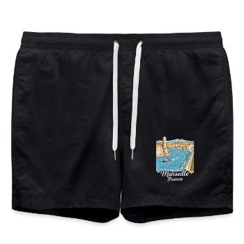 Marseille, France - Short de bain - noir - Devant - AI Model Male 185 light (185cm)