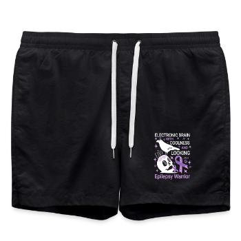 Electronic brain funny Epilepsie Spruch  - Badeshorts - Schwarz - Vorne - AI Model Male 185 light (185cm)