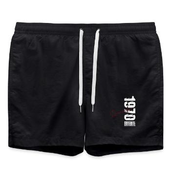 55th Birthday Original December Born 1970 - Swim Trunks - black - Front - AI Model Male 185 light (185cm)