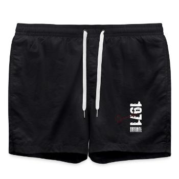 55th Birthday Original December Born 1971 - Swim Trunks - black - Front - AI Model Male 185 light (185cm)