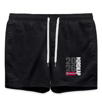 Norwegen Nordkap 2026 - Badeshorts - Schwarz - Vorne - AI Model Male 185 light (185cm)