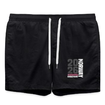 Norwegen Kreuzfahrt 2026  - Badeshorts - Schwarz - Vorne - AI Model Male 185 light (185cm)