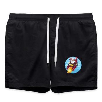 Père Noël fusée bande dessinée Noël - Short de bain - noir - Devant - AI Model Male 185 light (185cm)