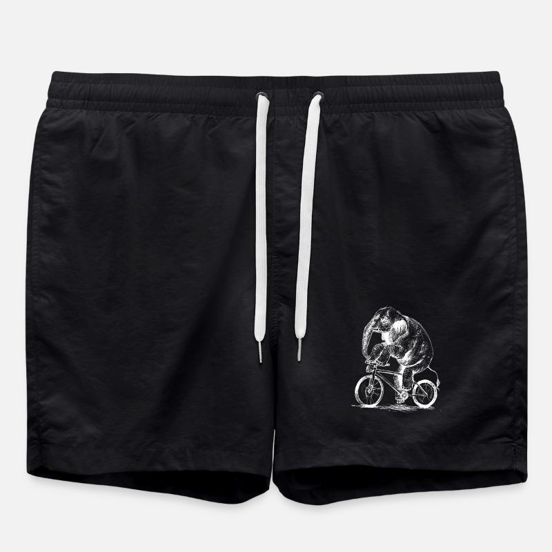 Elephant on Bicycle - Swim Trunks - black
